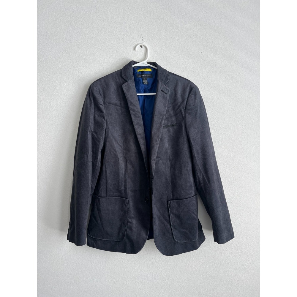 INC International Concepts Blazer Jacket Mens Small Gray Herringbone Slim‎ Fit